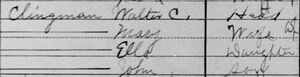 Walter C Clingman, 1910 US census