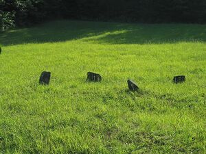Old fieldstone graves of Wm. Mullins SR (wife Elizabeth Scott) and Wm. Mullins JR (wife Jane Stanley)