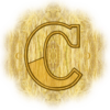 Letter C half-block gold and  orange
