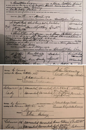Marriage Certificate Robert Wood and Elizabeth Dorney