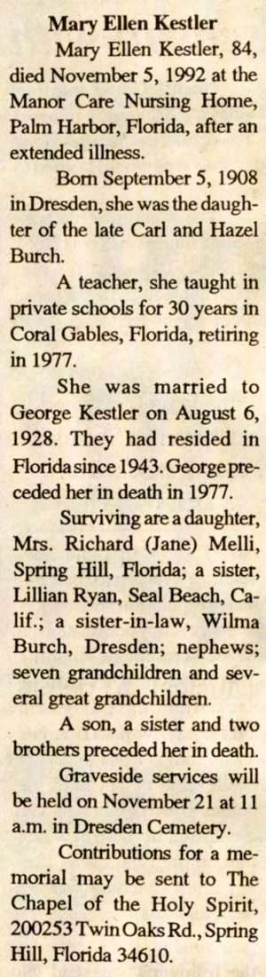 Kestler Obituary