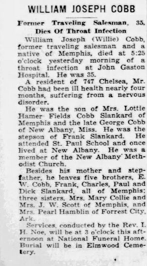 William Joseph Cobb newspaper obituary