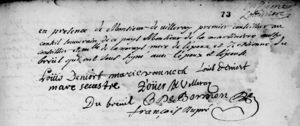 Louis Deniort & Marie Vanneck marriage signatures