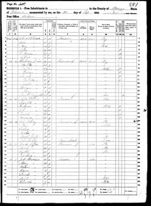 Edmond Edwards Family in 1860 U.S. Census