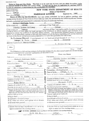 Richard Buke and Dorothy Galloway Marriage License