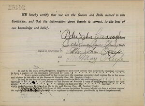 Katherine C. Clancy - Marriage Certificate - Back page