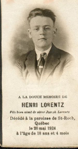 Henri Lorentz carte mortuaire