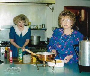 Cathi Scherer and Alexis Nelson cooking at Bethany Presbyterian Church