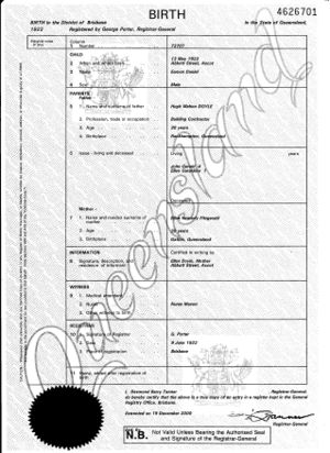 Eamon Doyle Birth Certificate