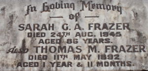 Sarah Frazer gravestone
