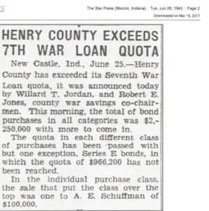 Henry County Exceeds 7th War Loan Quota