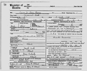 Zygmont Koch, Death Certificate