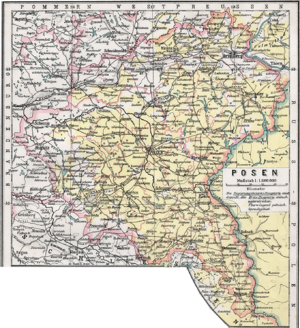 Map of Posen, Prussia  1905