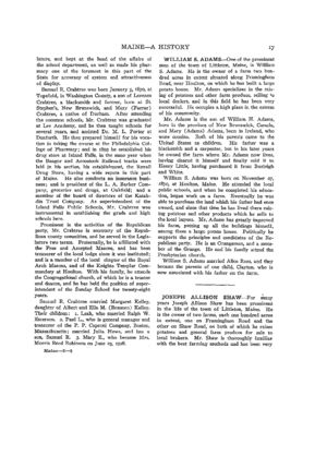 William S. Adams- History; Maine Biographies, Vol 2; Ed. Harrie B. Coe