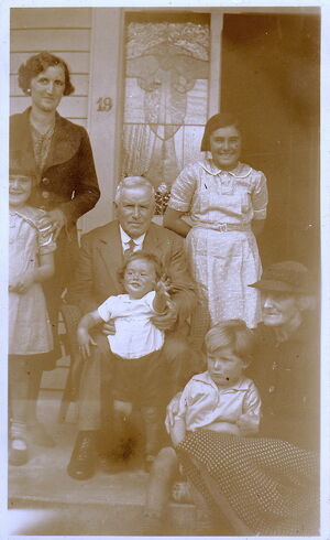 Thomas Hoskin with wife, daughter-in-law, and grandchildren.