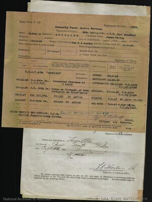 James Antcliff Record of death