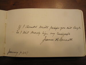 Autograph by James H Everett to Sadie Emery