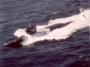 USS Will Rogers (SSBN 659) underway on builder's sea trials