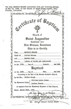 Morris Nelson Baptism Certificate