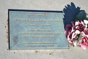Memorial plaque: Jennifer Coxhill