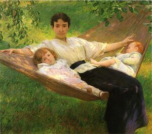 The Hammock Joseph DeCamp, c.1895 (Edith, daughter Sally, and infant son Ted)