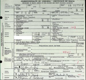 Elsworth Hodge Death Certificate