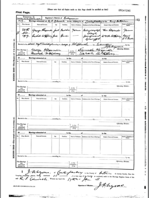 George and Rachael marriage record 