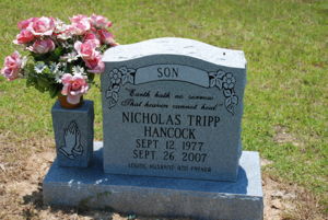 Nicholas Tripp Hancock - Headstone