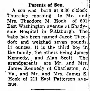 Birth Announcement for Jacob Theodore Hook