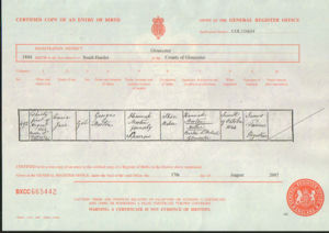 Birth Certificate of Emma Morton