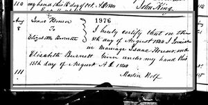 Marriage Record of Isaac and Elizabeth