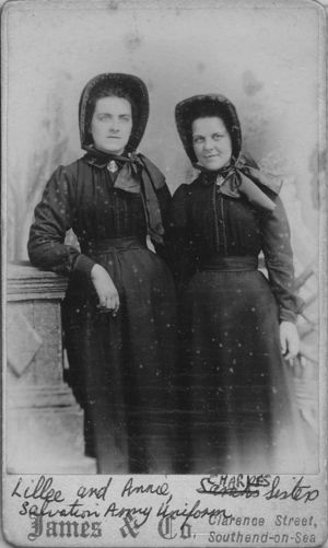 Lillee and Annie in Salvation Army uniform