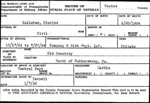 Charles B Callahan war record