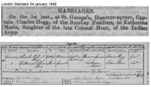Marriage of Charles Robert HOGG to Katherine Maiia MOOR