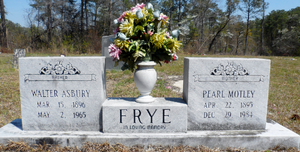 Headstone: Walter Asbury Frye and Pearl Motley Frye