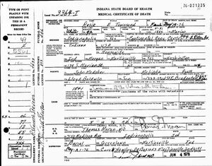Indiana, Death Certificates, 1899-2011 for Rosie E Medsker Baldwin Townsend