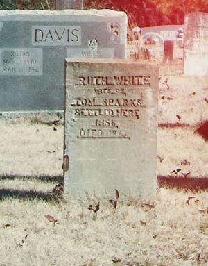 Grave marker for Ruth B White Sparks