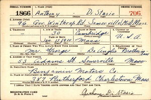 Antonio DiStasio, WW2 Draft Registration