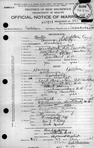Marriage license of first husband and Lillian