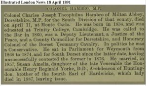 Death announcement for Charles J. T. Hambro M.P.