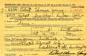 Robert Thomas Young, WWII Draft Card