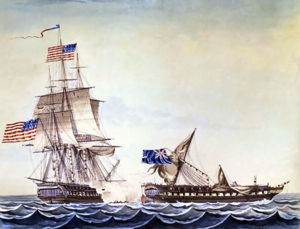 USS Constitution engaging HMS Java