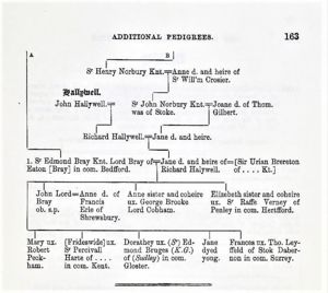 Bray  pedigree (Bedfordshire), second page