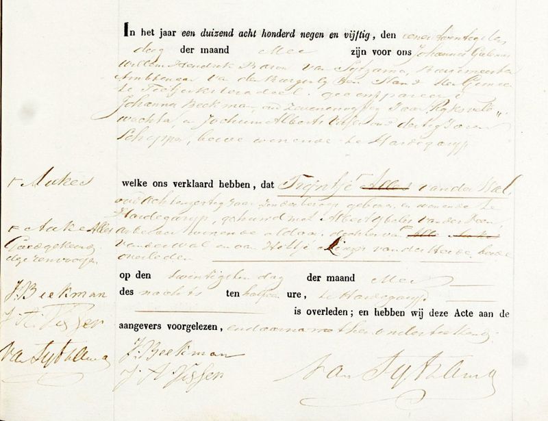 Trijntje Aukes van der Wal ✝ Zij is overleden op vr 20 mei 1859 te Hardegarijp