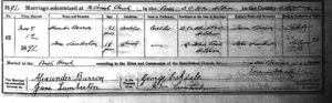 Alexander Nichol Gall Barron & Jane Lamberton - Marriage Cert.