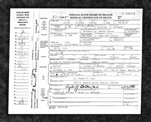 Eliza Catron Death Certificate