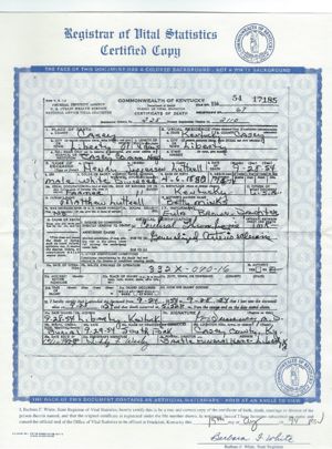 Henry Luttrell's death certificate