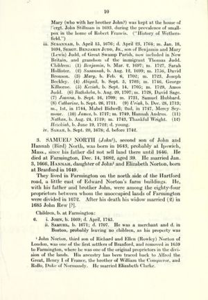 p 10 - John North of Farmington, Connecticut and his descendants