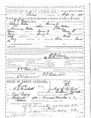 Tickle/Goins Marriage Certificate