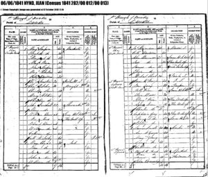 1841 Scotland Census record for May (Marjorie) Ford and family
